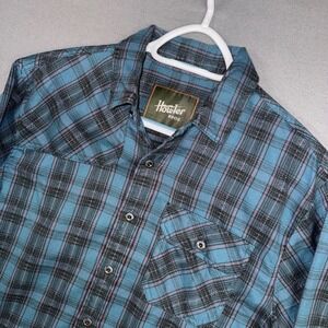 Howler Bros Shirt Mens Small Teal Plaid Gaucho Western Flannel Long Sleeve
